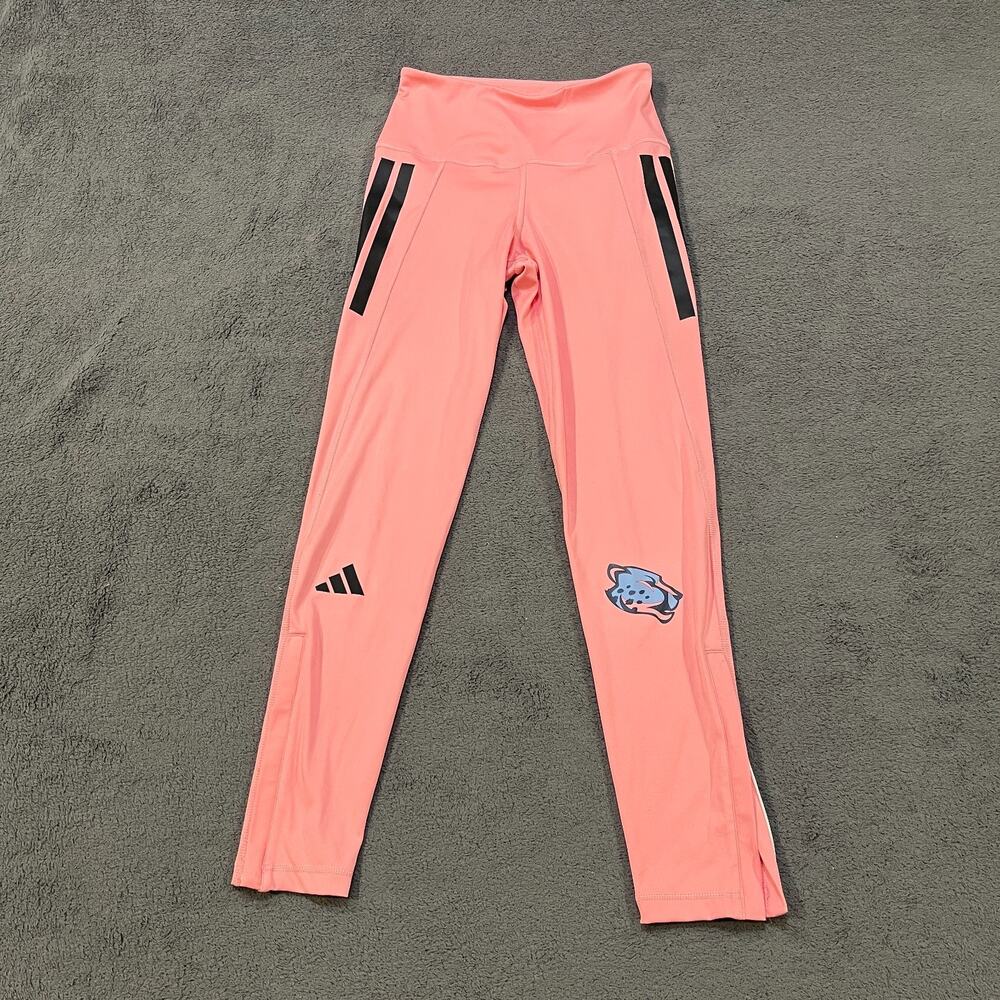 adidas Own the Run Pink Black Zippered Ankle Cuffs Workout Leggings Women's Sz S